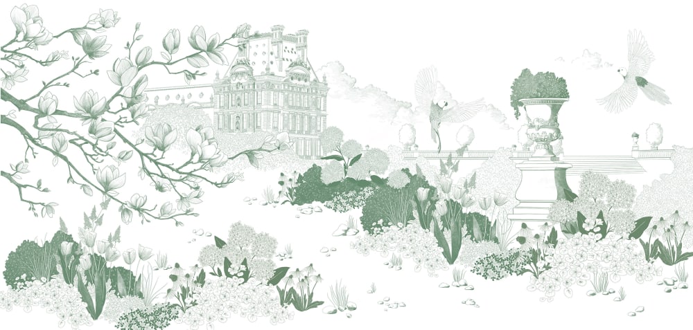 Papier peint jardin parisien, vert 225 x 250cm — vue 3