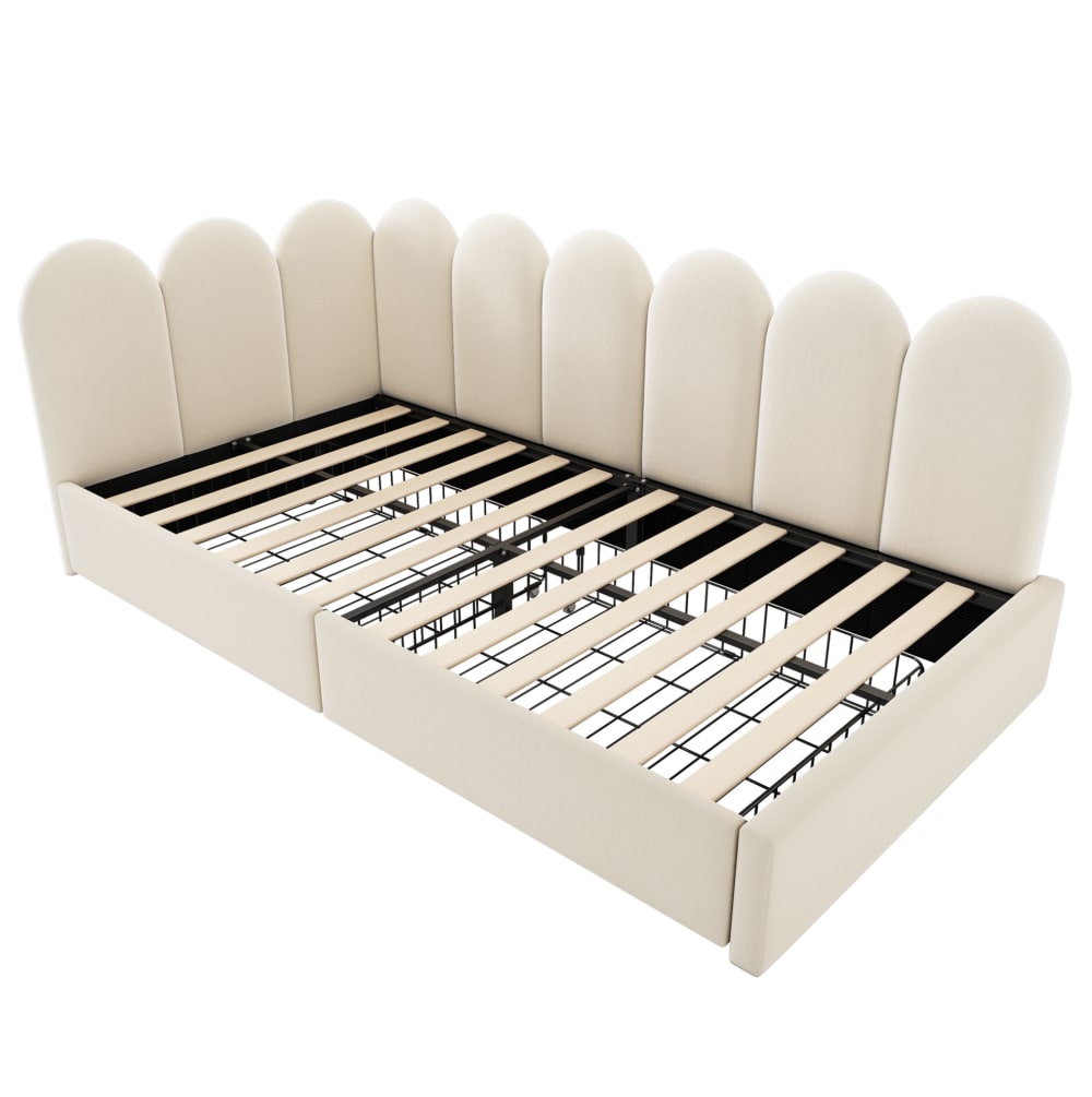 Lit enfant velours beige