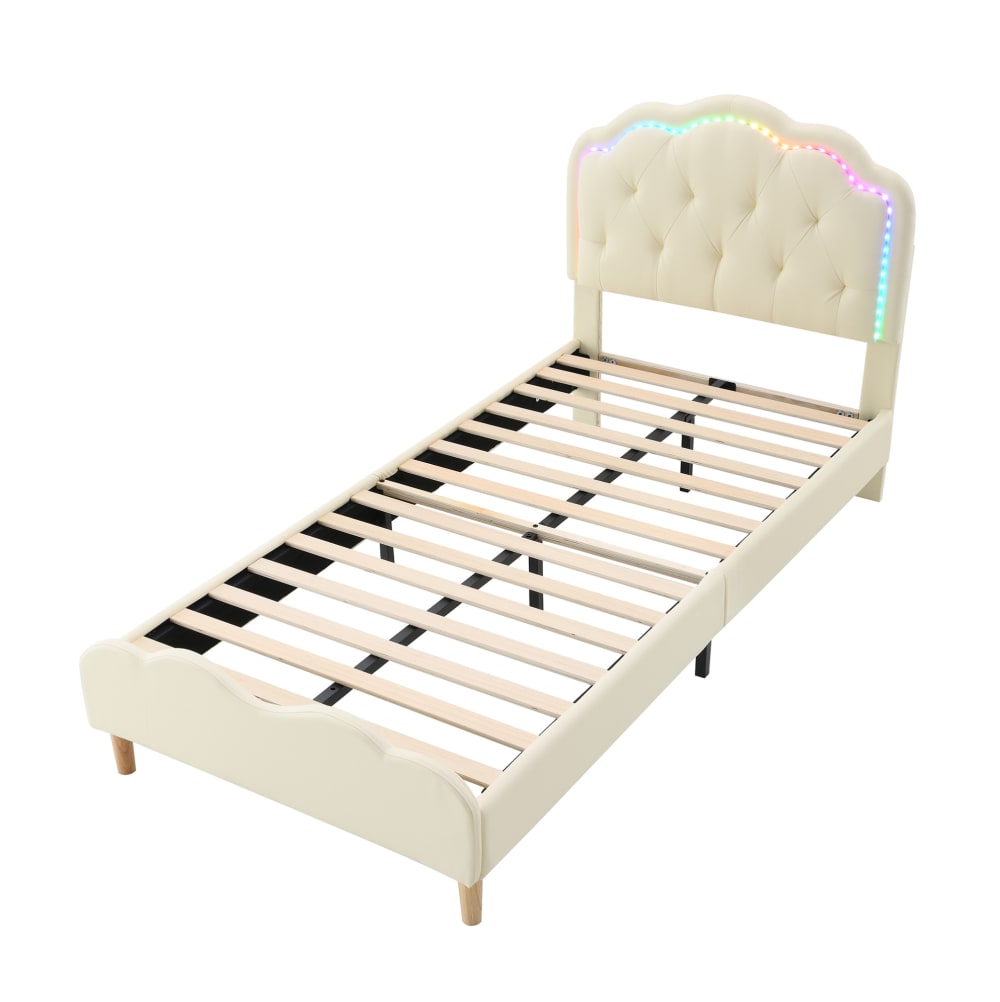 Lit enfant en pu beige