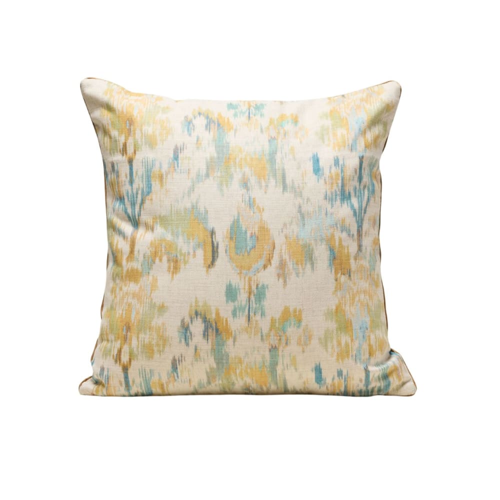 Housse de coussin au motif ikat imprimé jaune 50x50 cm