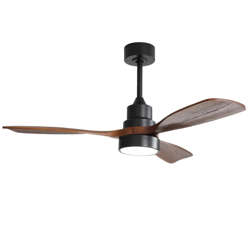 Ventilateur de plafond LED silencieux fer bois noir brun 122 cm