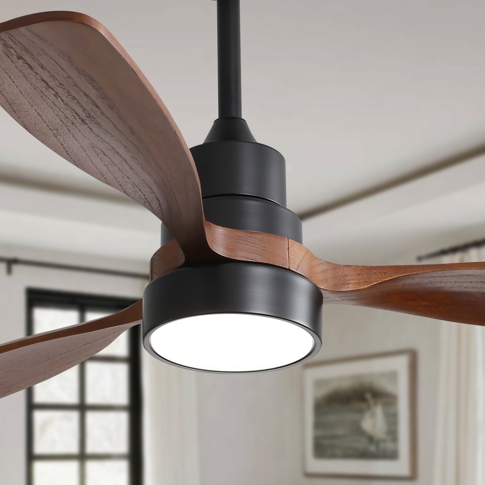 Leiser Deckenventilator aus Eisen und Holz Schwarz Braun 122 cm