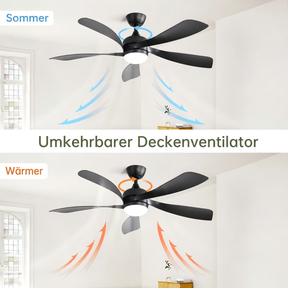 Ventilateur de plafond silencieux en ABS noir 131 cm LED — vue 4