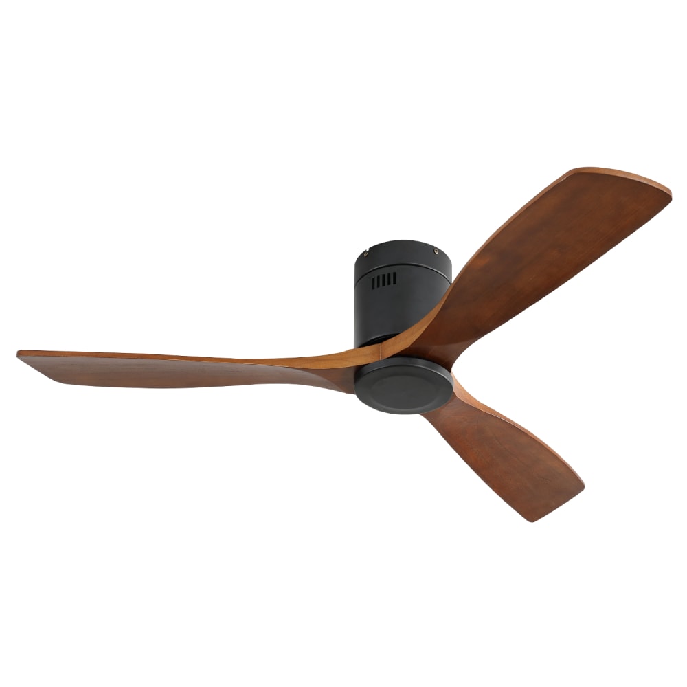 Ventilateur de plafond silencieux en fer et bois noir 132 cm
