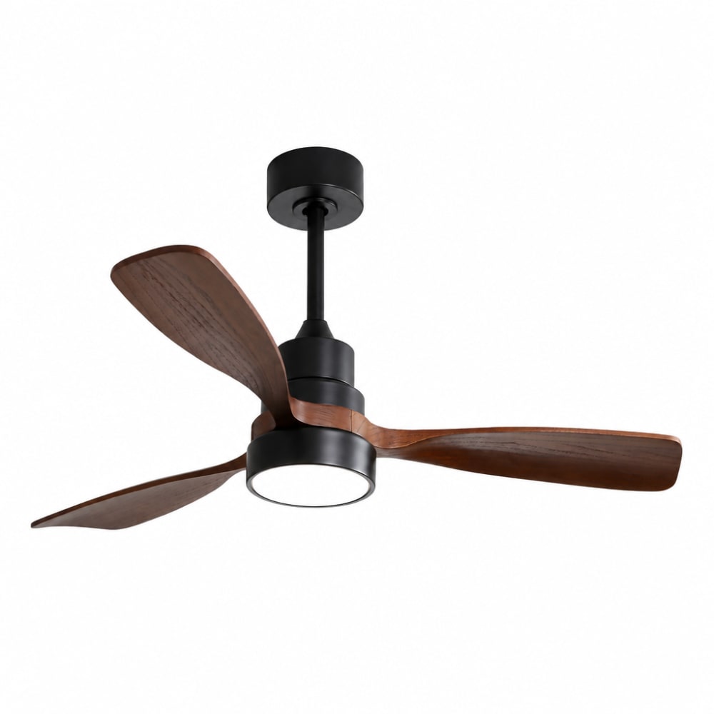 Ventilateur de plafond silencieux avec lumière noir et marron 122 cm