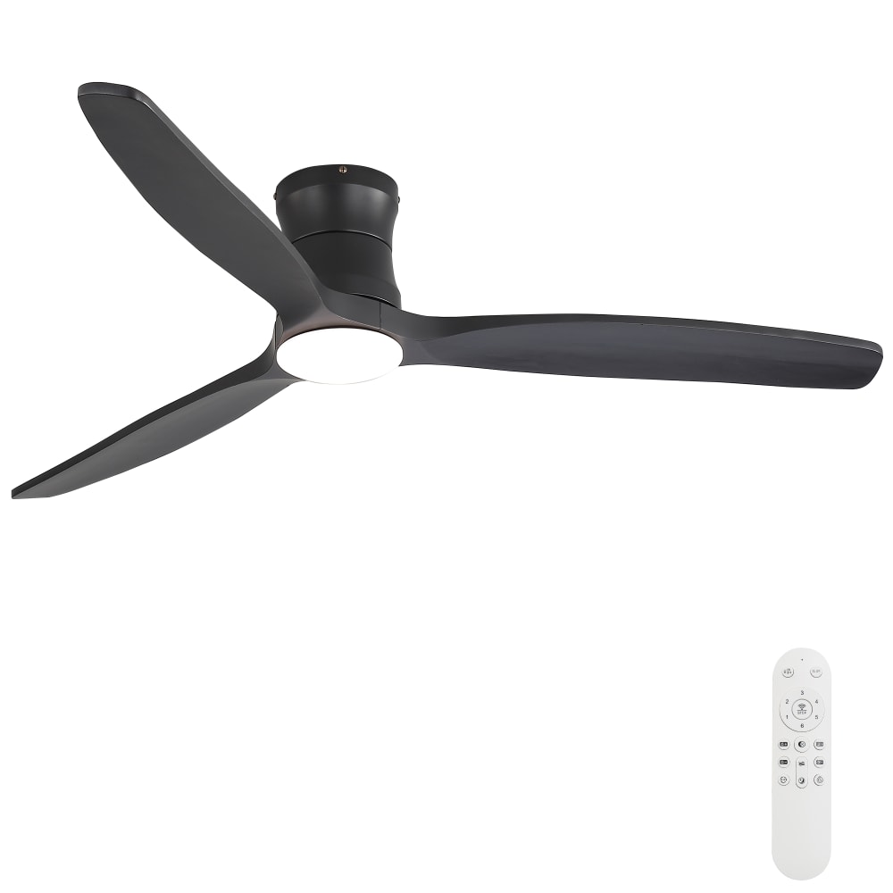 Ventilateur de plafond silencieux en fer et bois noir 132 cm LED