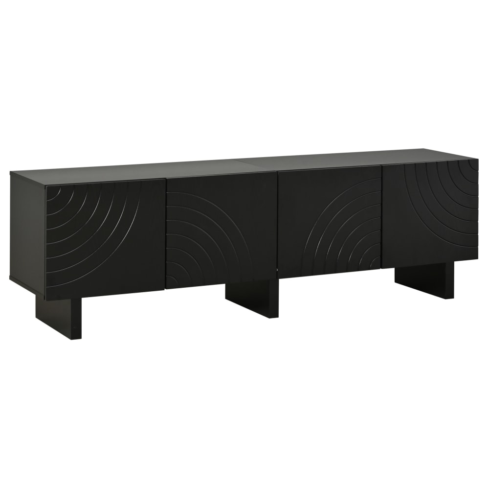 Meuble TV à 4 portes pour téléviseurs de 75 pouces (180 cm), noir