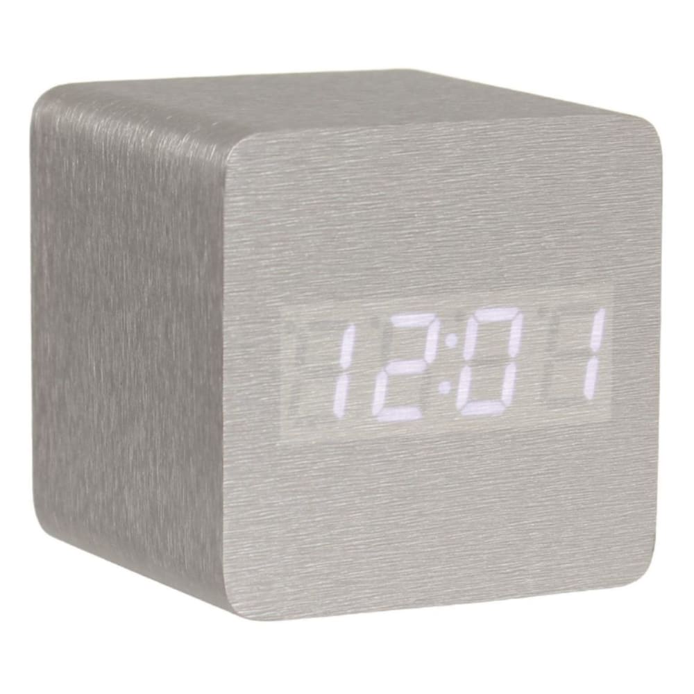 Petit réveil cube led en bois lasuré — vue 3