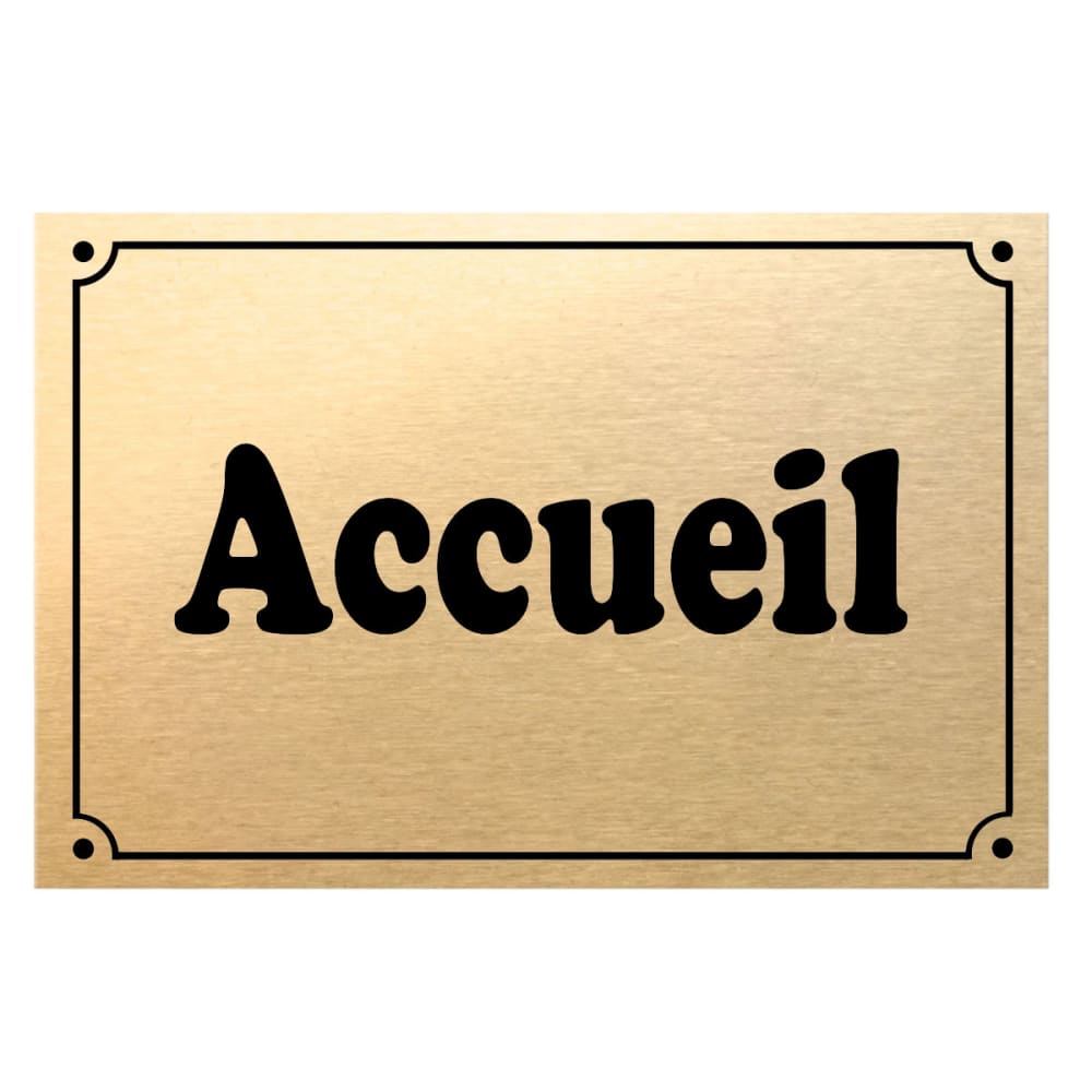 Plaque de porte métal or accueil Plaque de porte métal or accueil