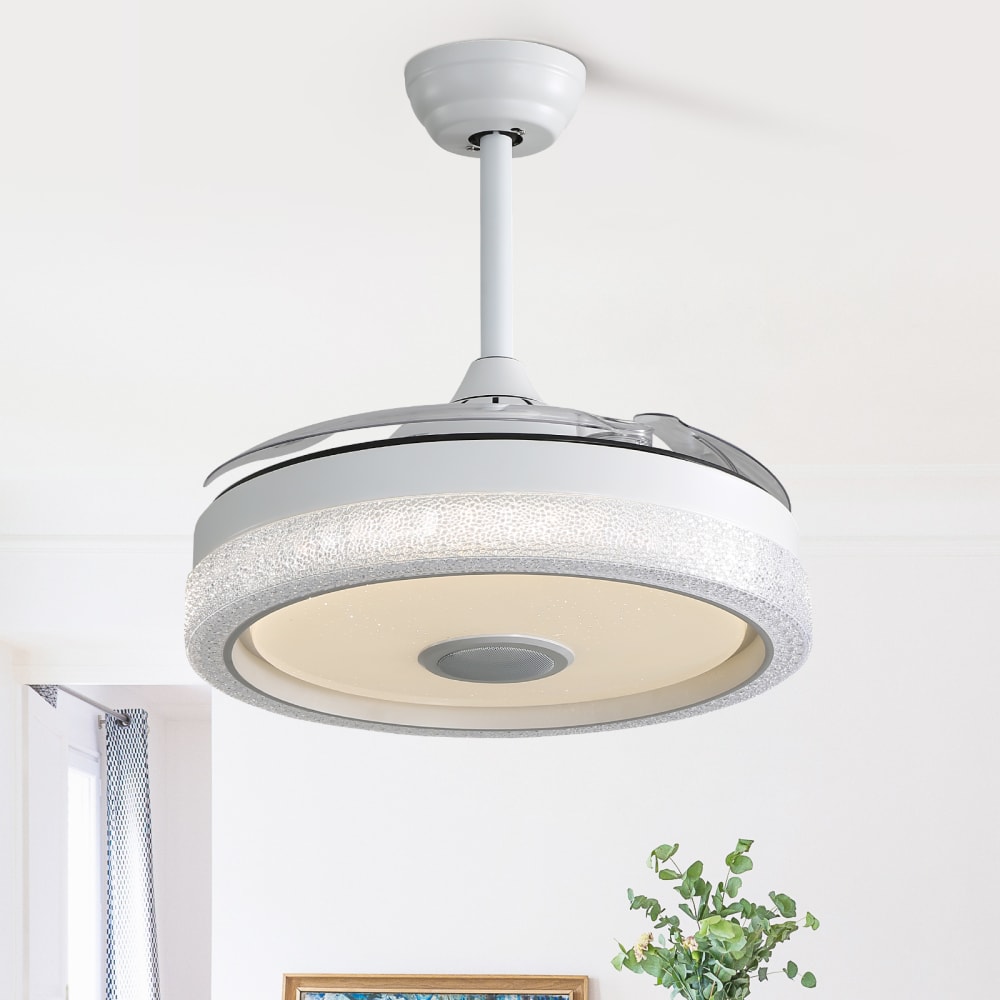 Ventilateur de plafond silencieux en fer et ABS blanc 107 cm — vue 4