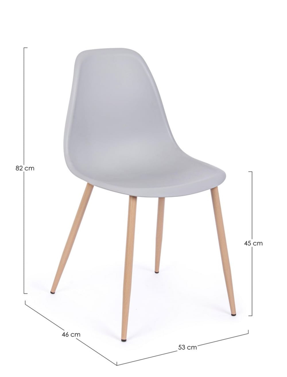 Chaise de salle à manger en acier et polycarbonate, grise