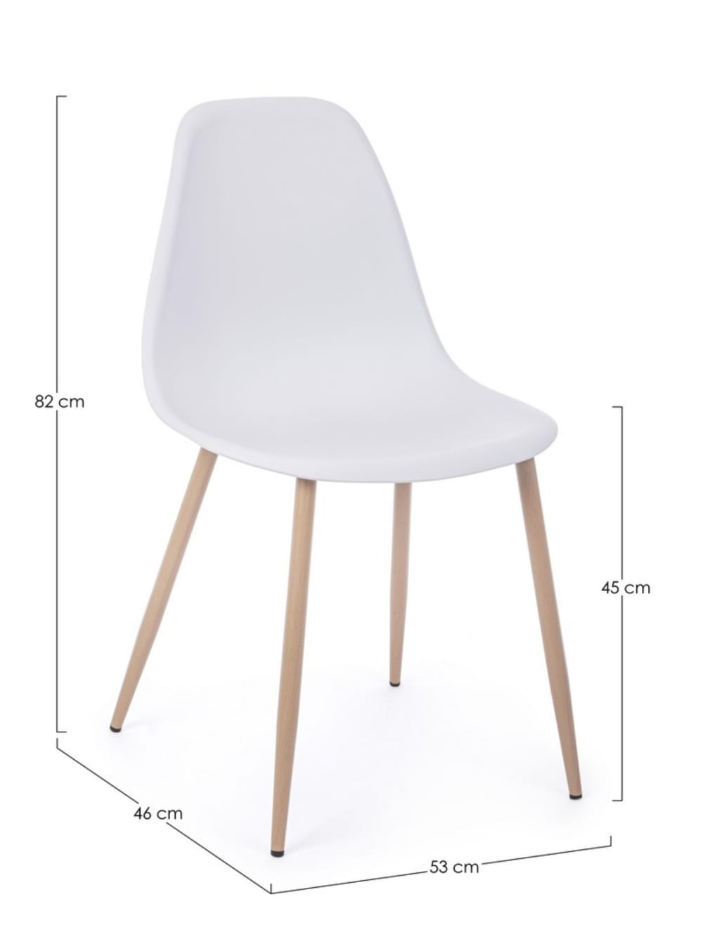 Chaise de salle à manger en acier et polycarbonate, blanche