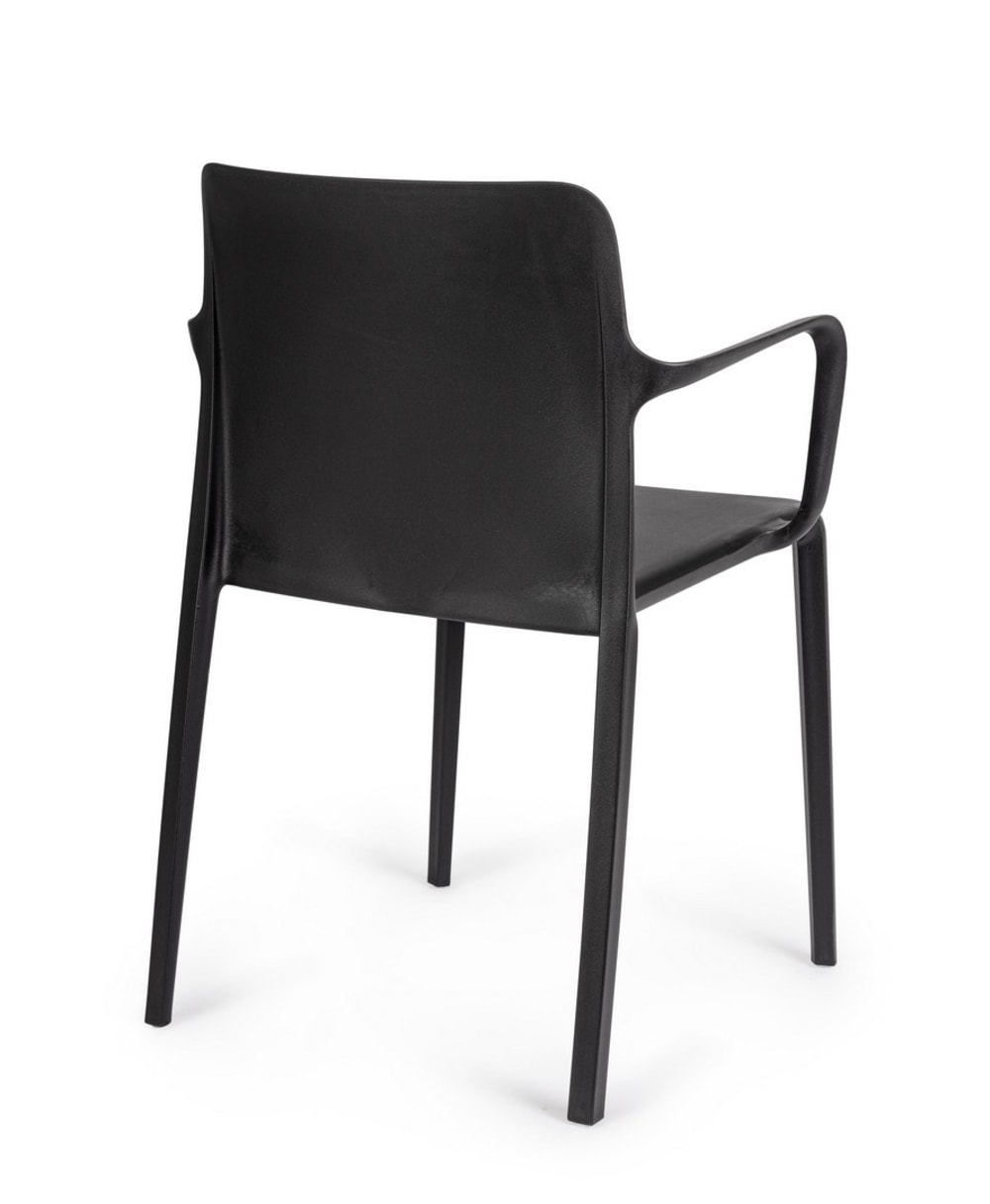 Ensemble de 4 chaises de salle à manger en acier noir et polypropylène