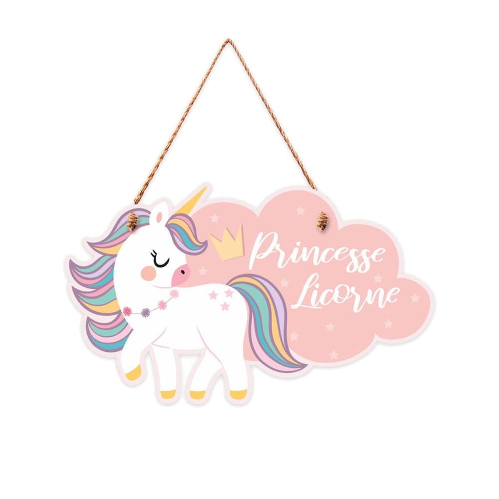 Plaque de porte de chambre licorne en bois