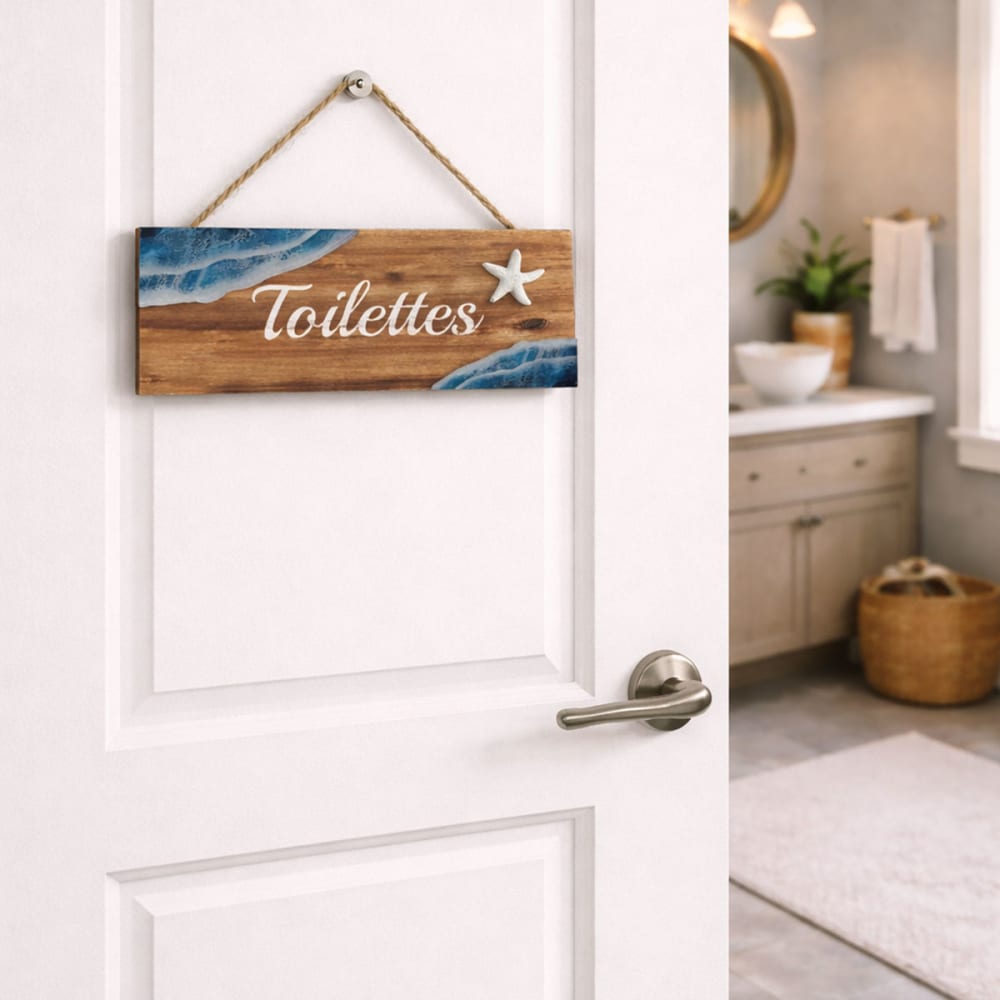 Plaque de porte toilettes style bord de mer — vue 3