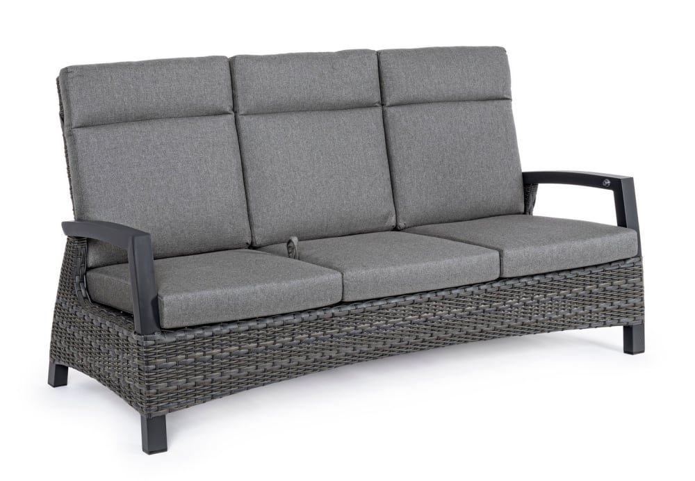 Canapé inclinable 3 - places aluminium anthracite