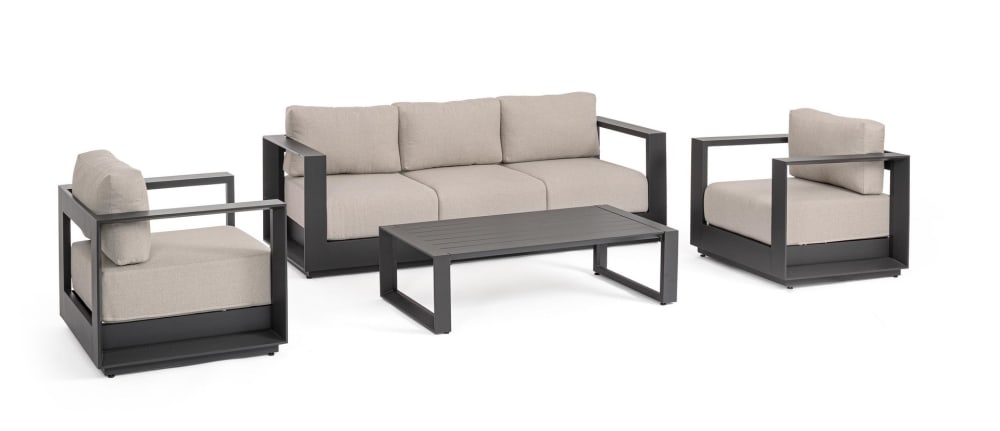 Salon avec table en aluminium - anthracite
