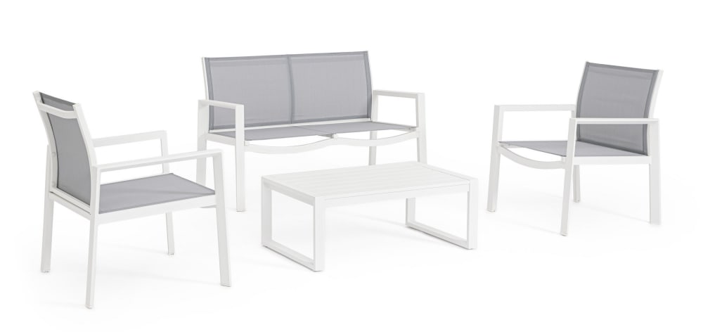 Salon en aluminium et - table