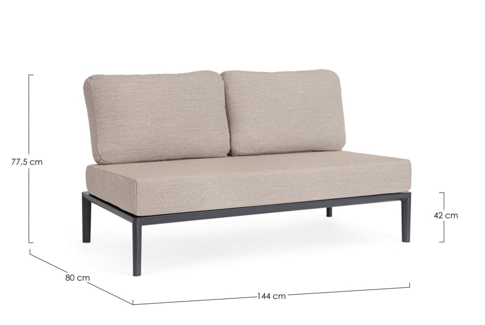 Modulares 2-Sitzer-Sofa aus anthrazitfarbenem Aluminium - Maisons