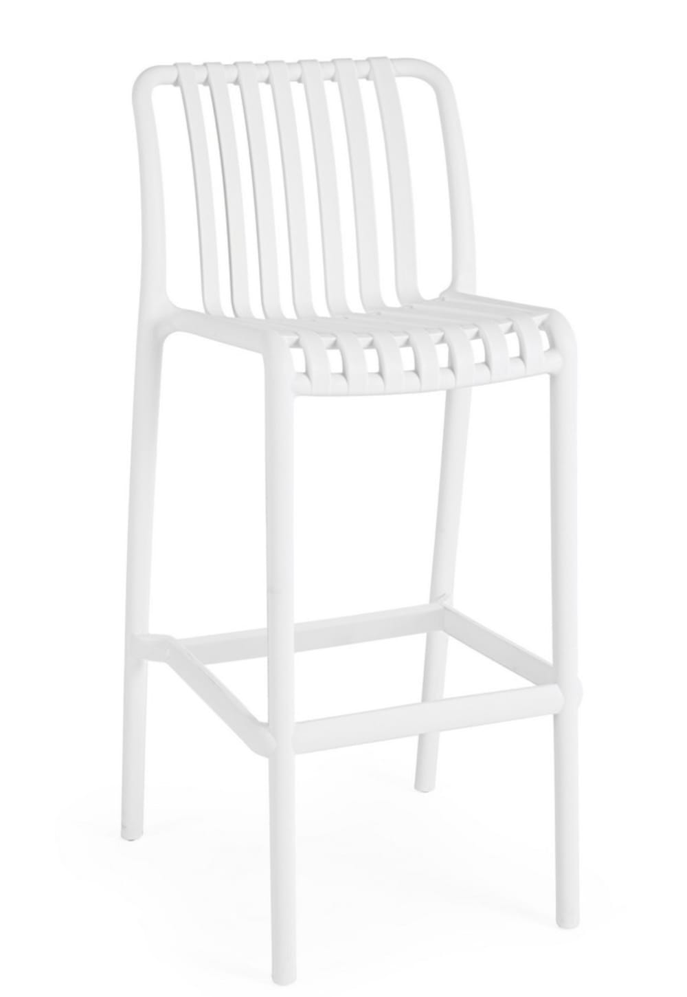 Lot de 4 tabourets en polypropylène blanc