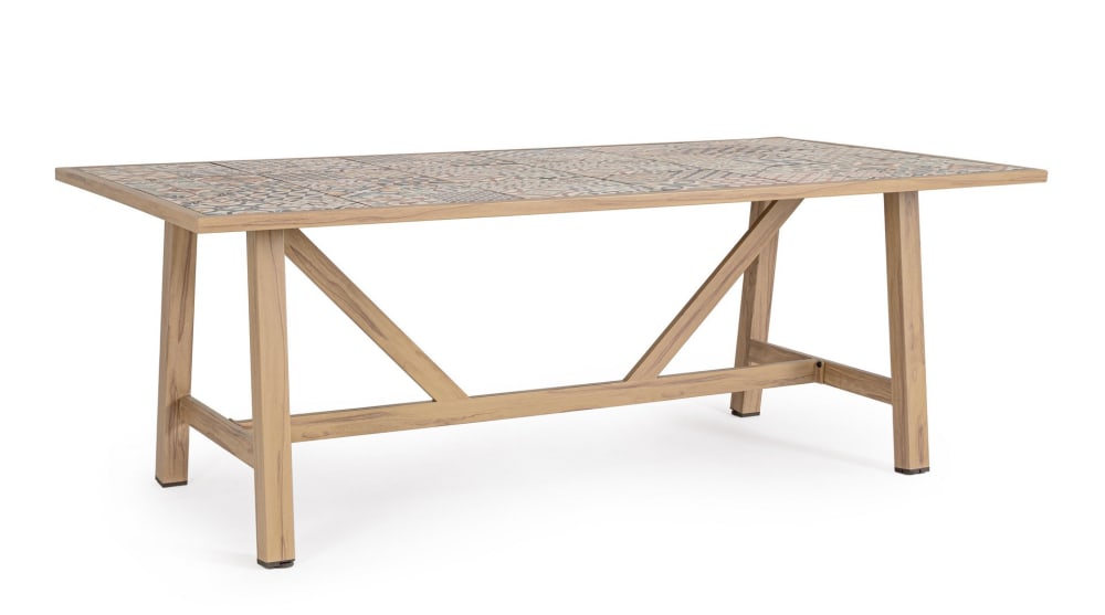 Table en aluminium effet - bois