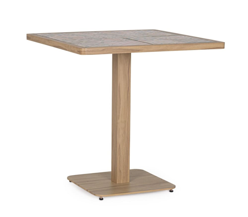 Table 73x73 en aluminium - effet bois
