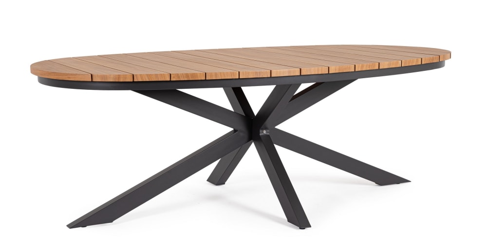 Table en aluminium anthracite - effet bois