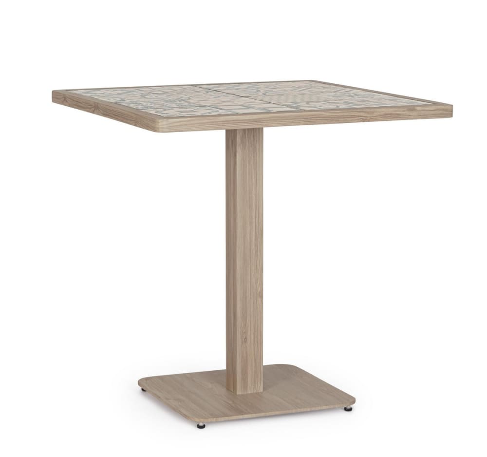 Table 73x73 en aluminium - acier gris bois