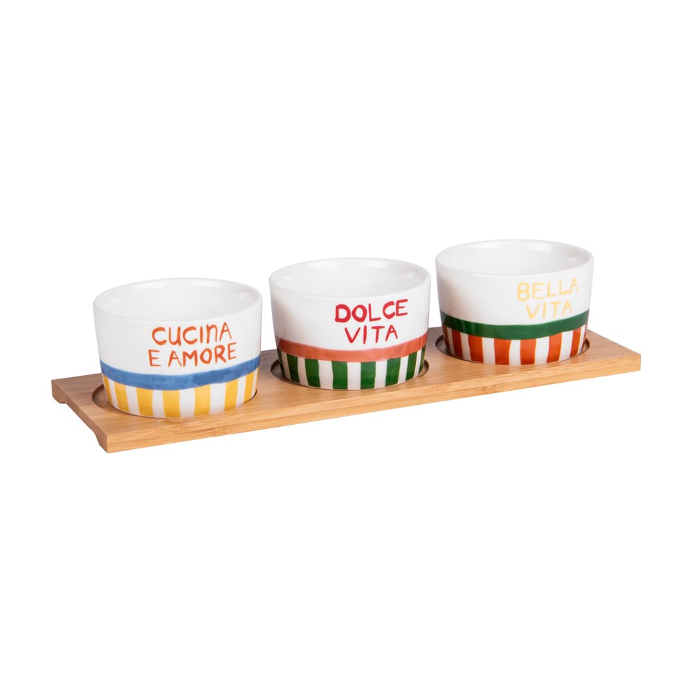 Service apéritif 3 pièces 28,5 cm multicolore en porcelaine