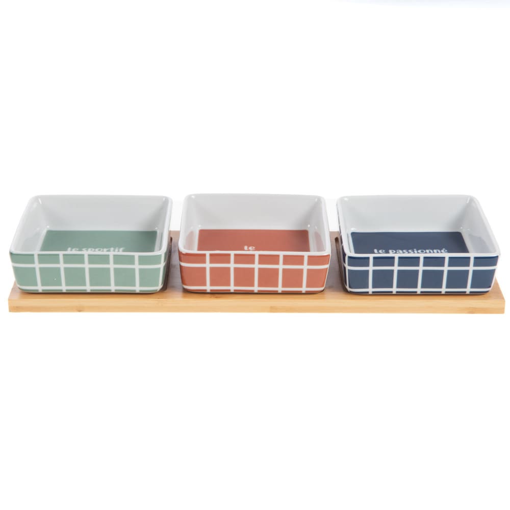 Plat apéro et ses 3 bols joe multicolore en porcelaine