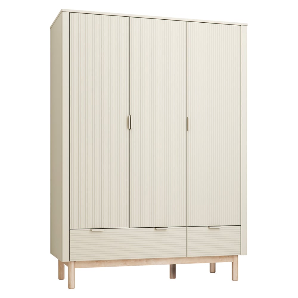 Armoire 3 portes 2 tiroirs panneaux mdf et stratifié beige Armoire 3 portes 2 tiroirs panneaux mdf et stratifié beige