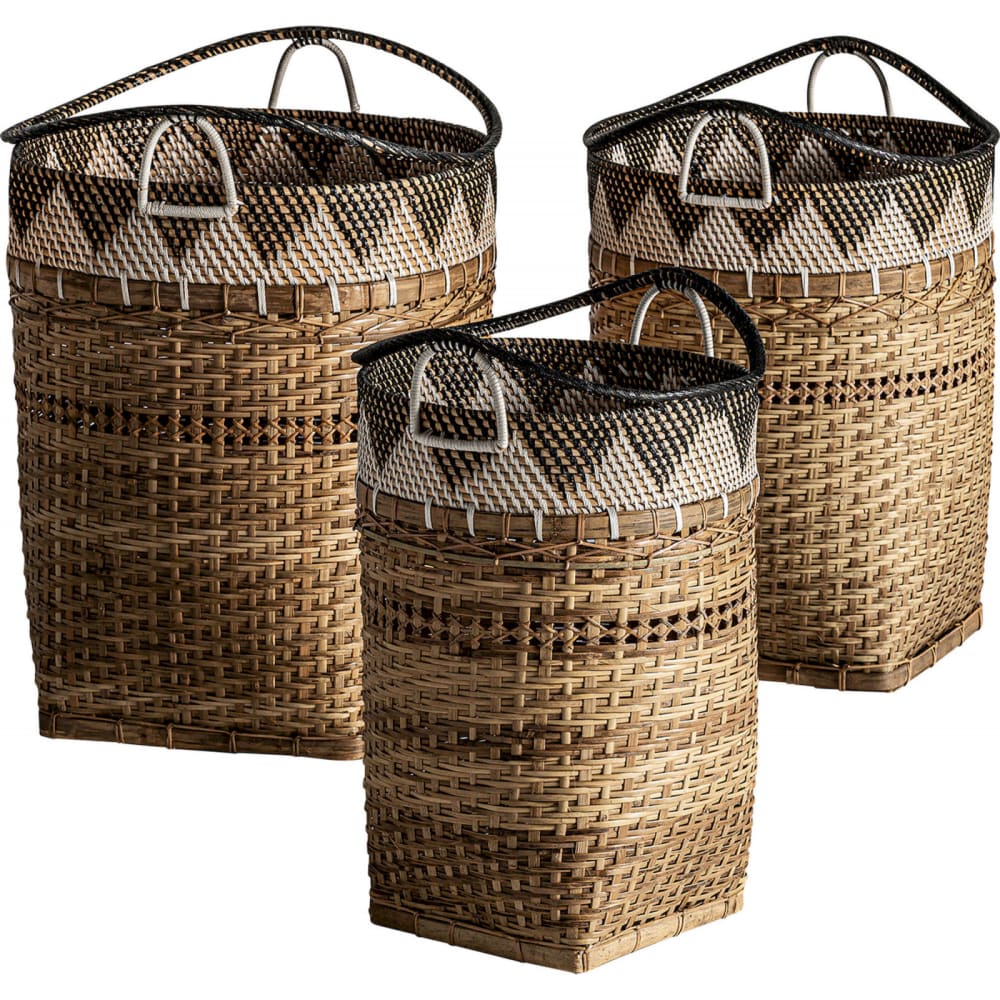 Lot de 3 paniers en rotin