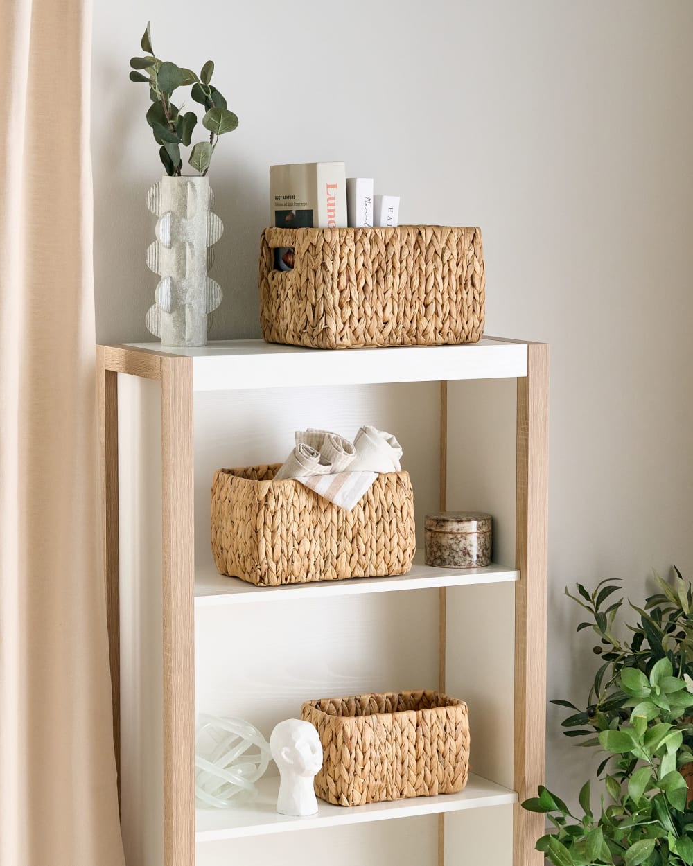 Lot de 3 paniers osier naturel