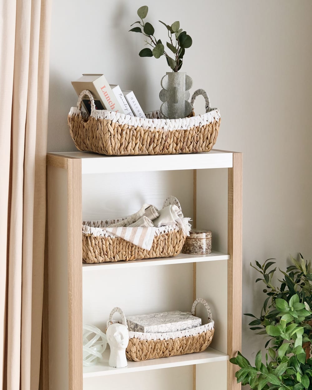 Lot de 3 paniers osier naturel