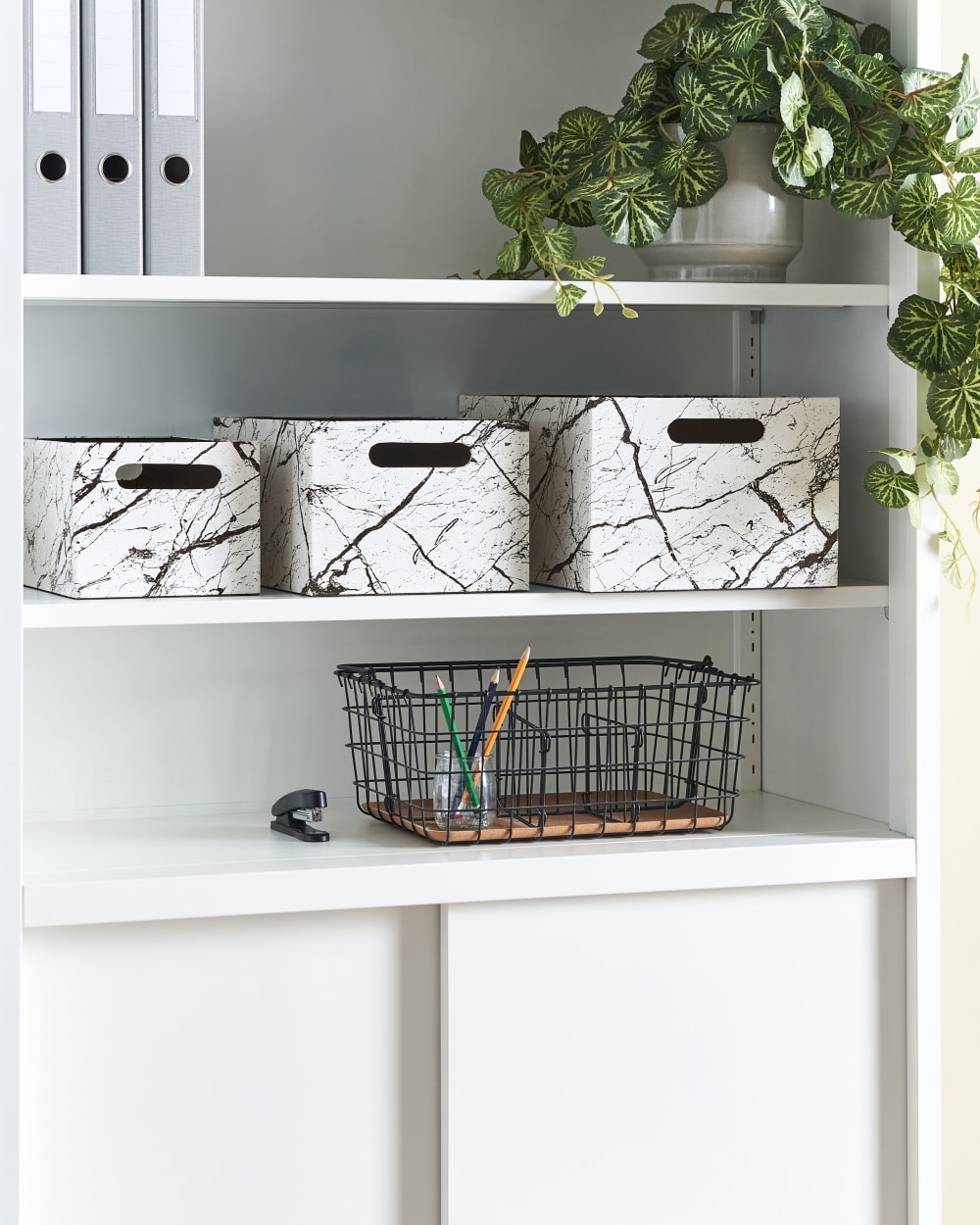 Lot de 3 boîtes cuir pu blanc — vue 3