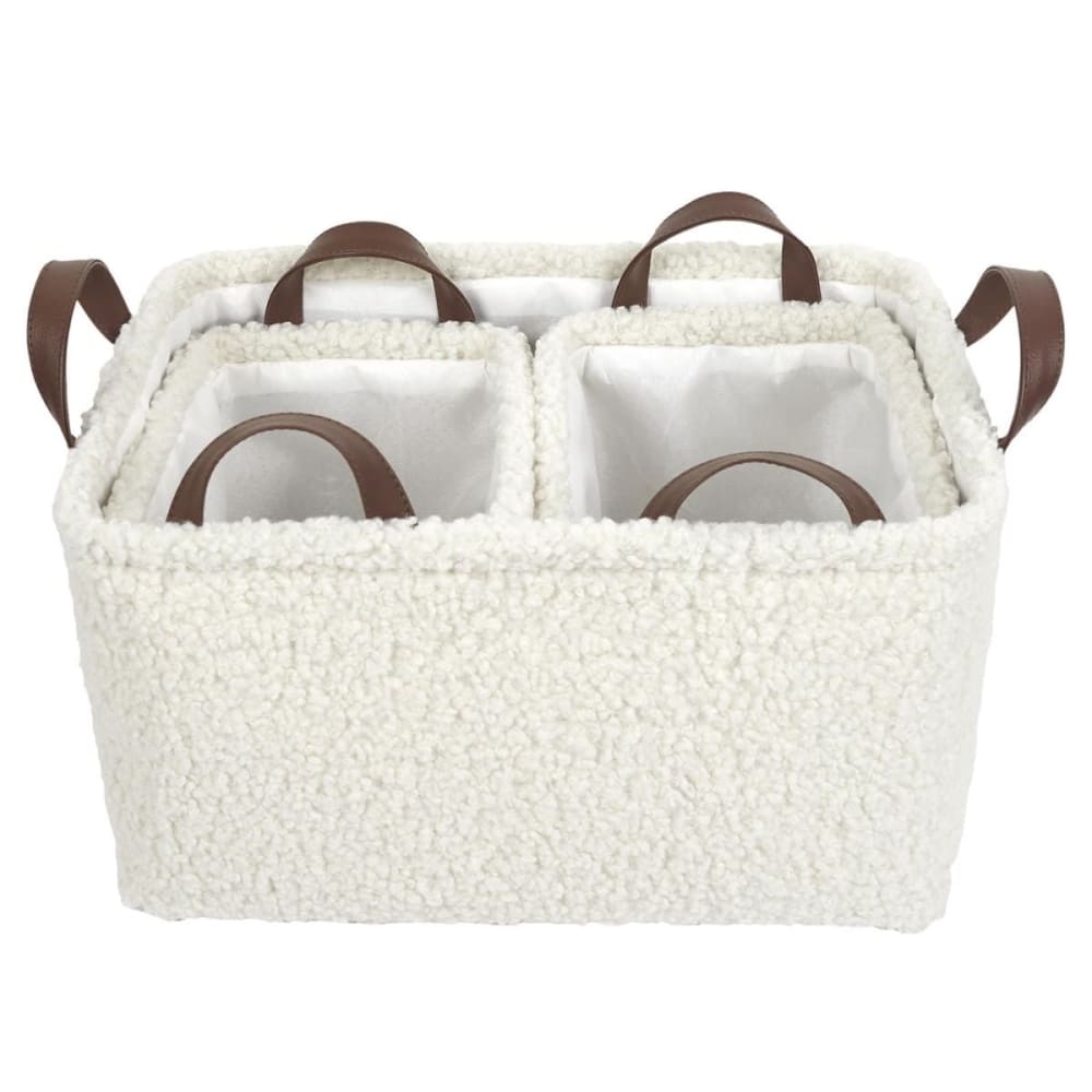 Ensemble de 3 paniers rangement blanc bouclette