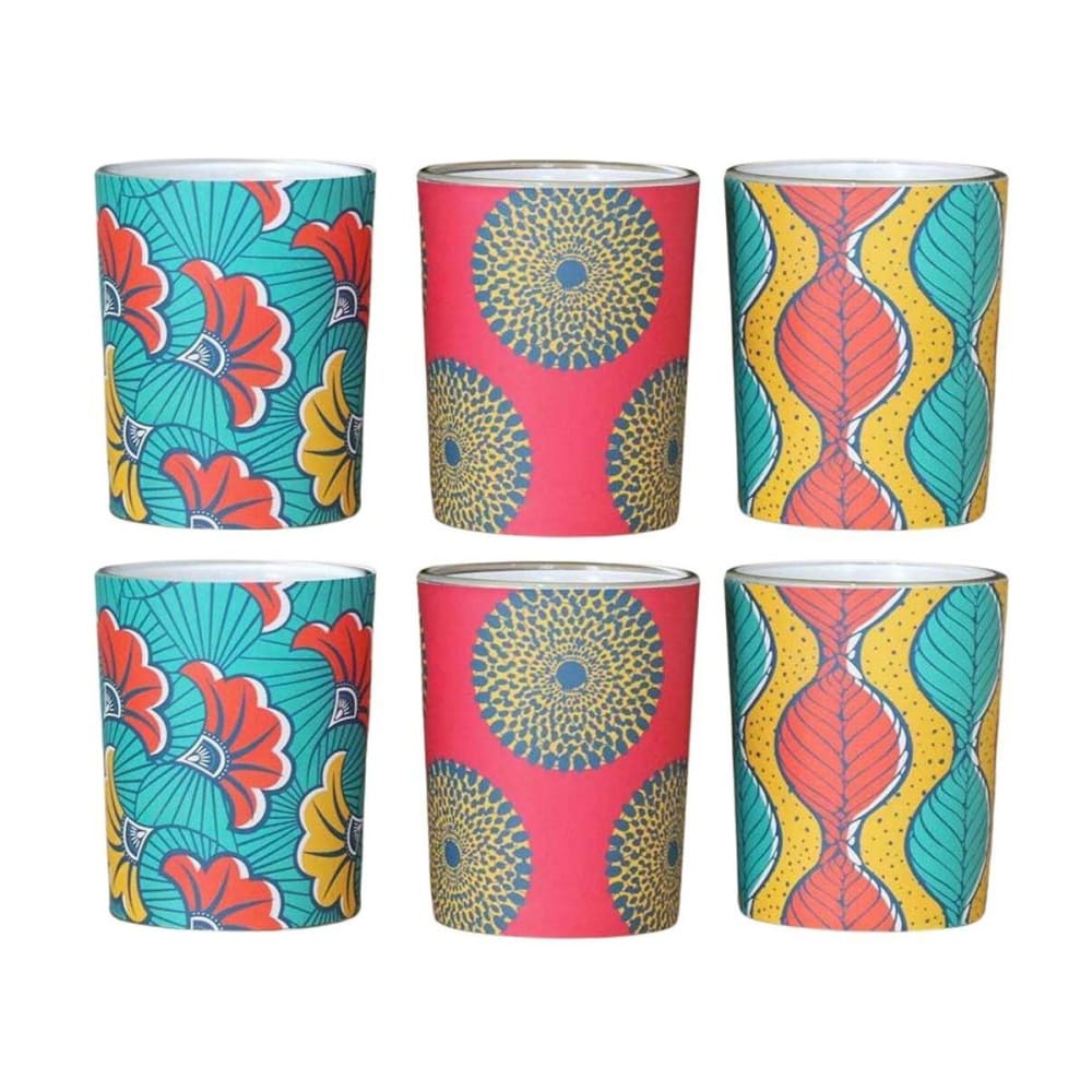 Set de bougies parfumées votives batik (2 lots de 3 bougies)