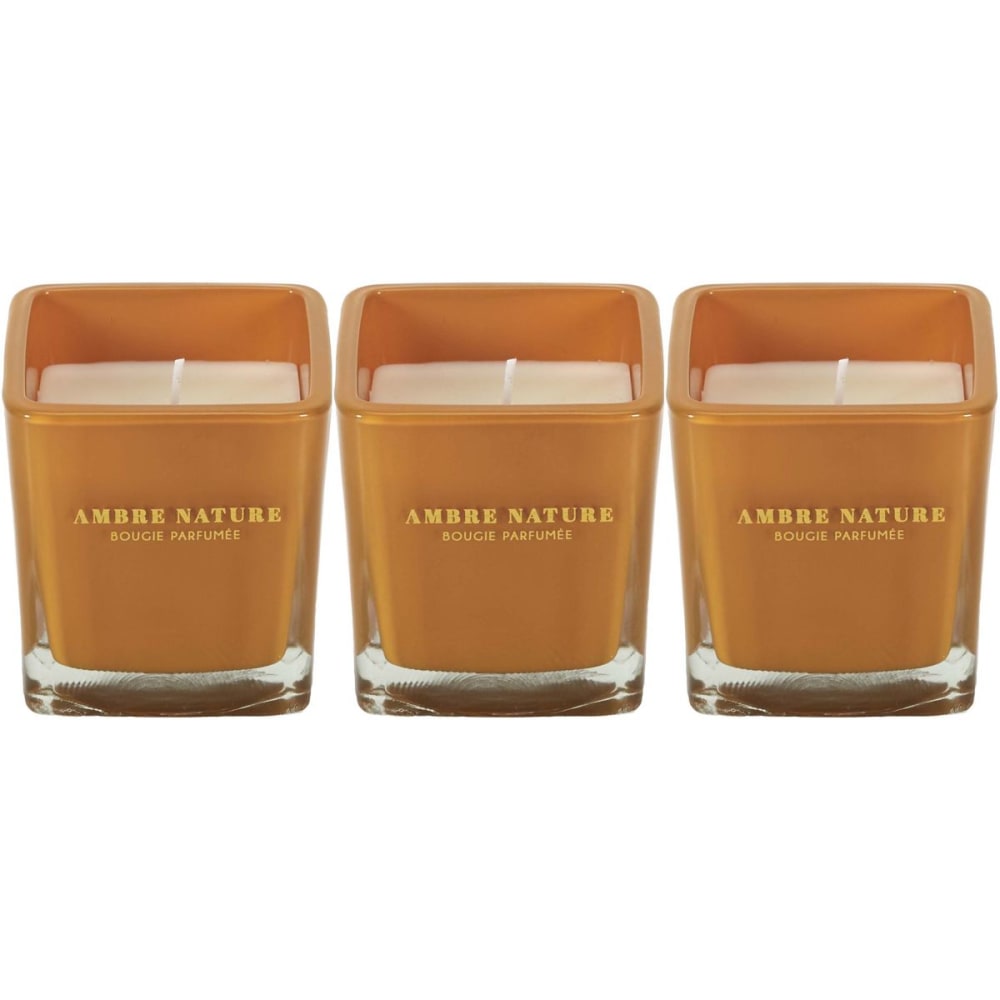Bougie parfumée carrée nude 7 cm (lot de 3) moutarde