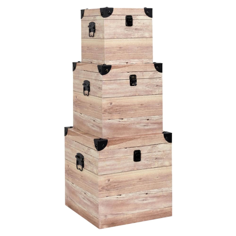 Lot  de 3 malles cubes aspect bois rosé