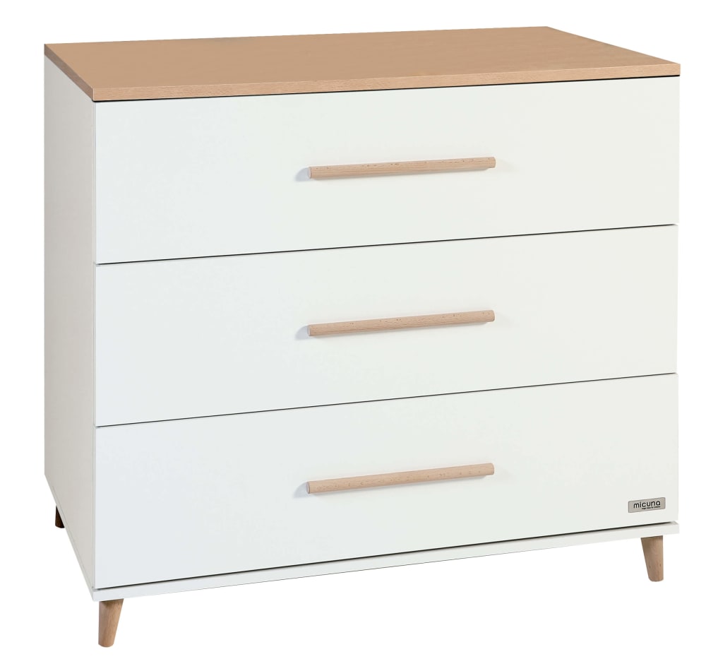 Commode 3 tiroirs Blanc/Bois
