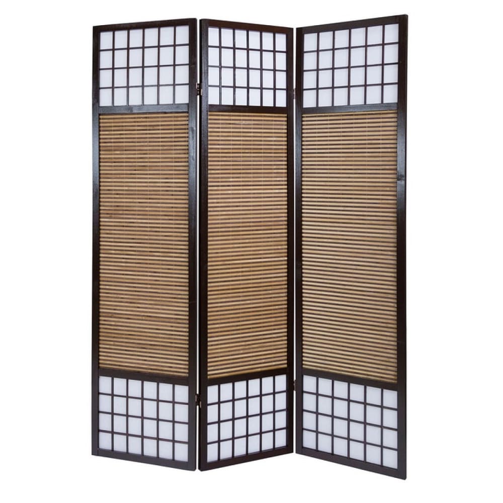Paravent bois brun en - bambou