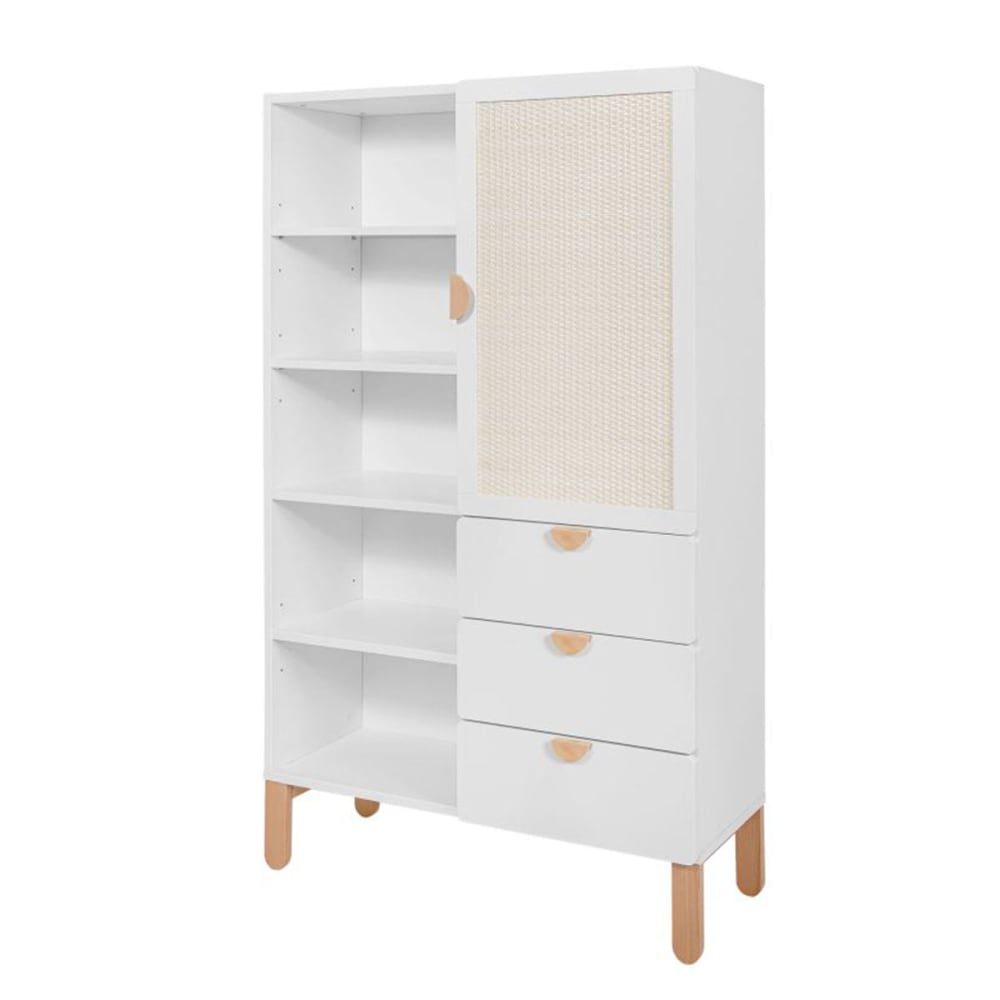 Bibliothèque 1 porte 3 tiroirs panneaux mdf blanc Bibliothèque 1 porte 3 tiroirs panneaux mdf blanc
