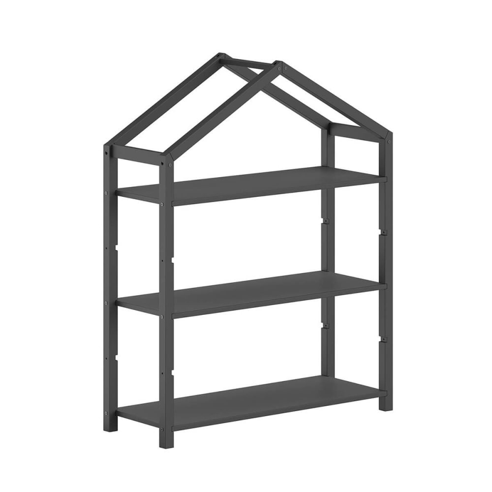 Bibliothèque cabane en pin massif laqué anthracite 3 niveaux Bibliothèque cabane en pin massif laqué anthracite 3 niveaux