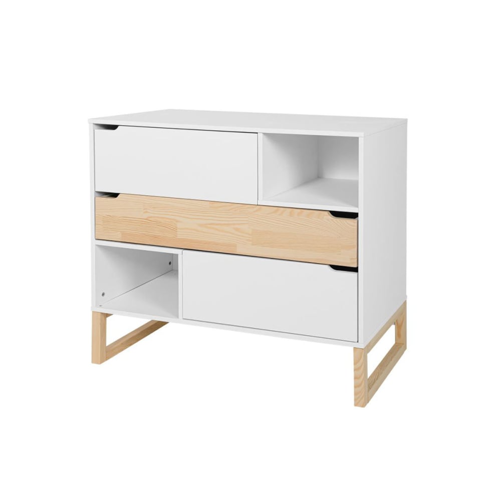 Commode 3 tiroirs panneaux blanc Commode 3 tiroirs panneaux blanc