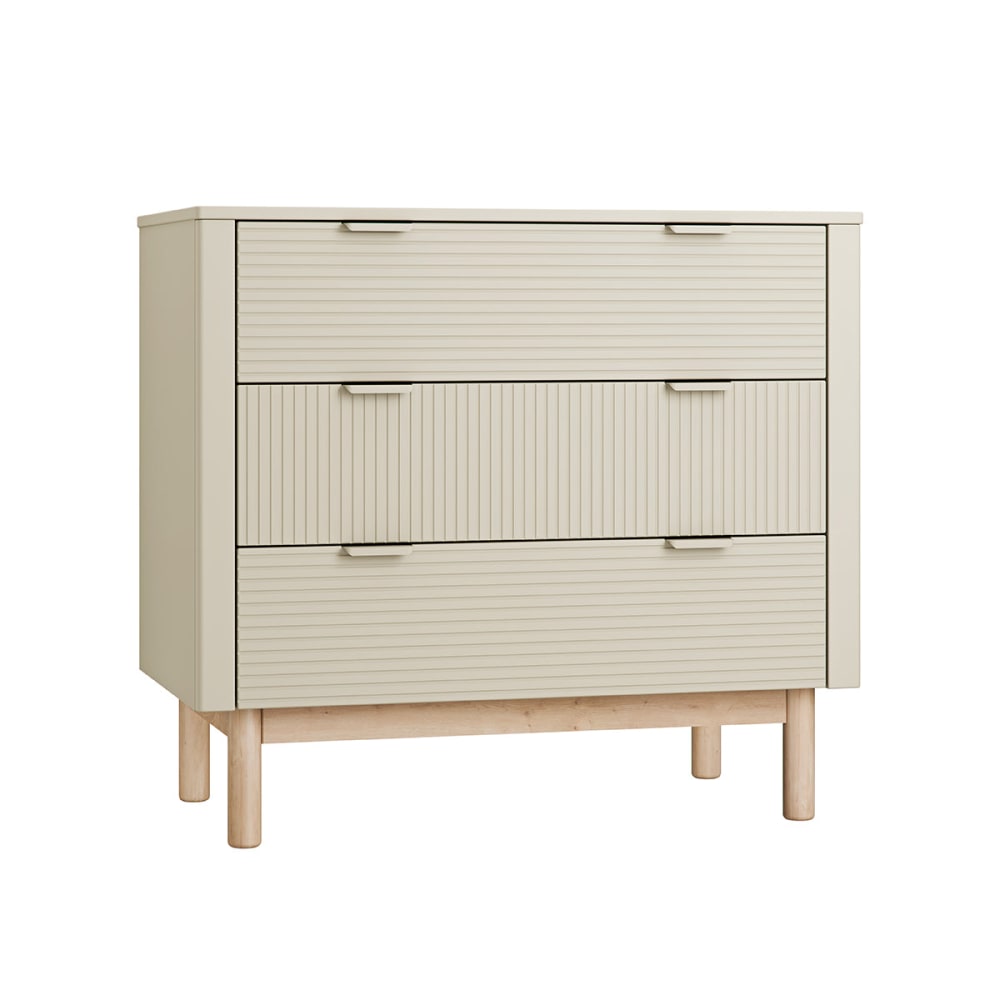 Commode 3 tiroirs panneaux mdf et stratifié beige Commode 3 tiroirs panneaux mdf et stratifié beige