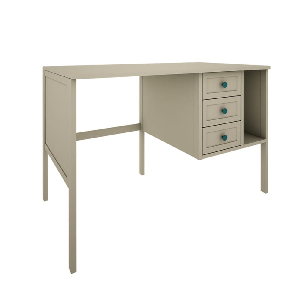 Bureau 3 tiroirs eucalyptus panneaux stratifiés vert Bureau 3 tiroirs eucalyptus panneaux stratifiés vert