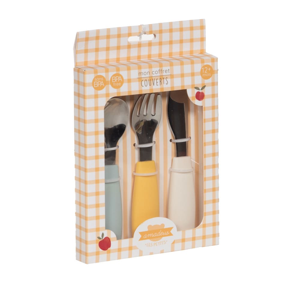 Coffret de 3 couverts en silicone multicolore