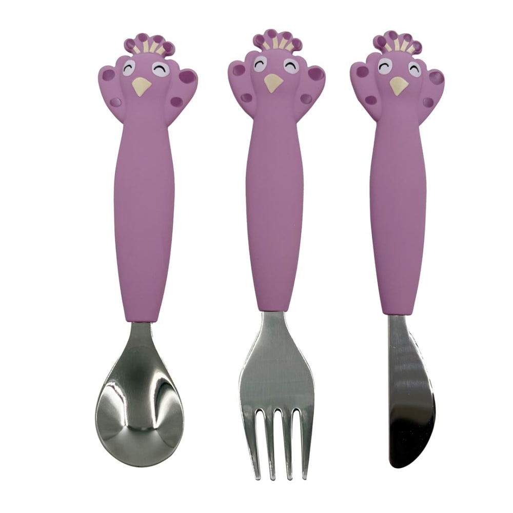 Couverts 3 pièces en silicone violet