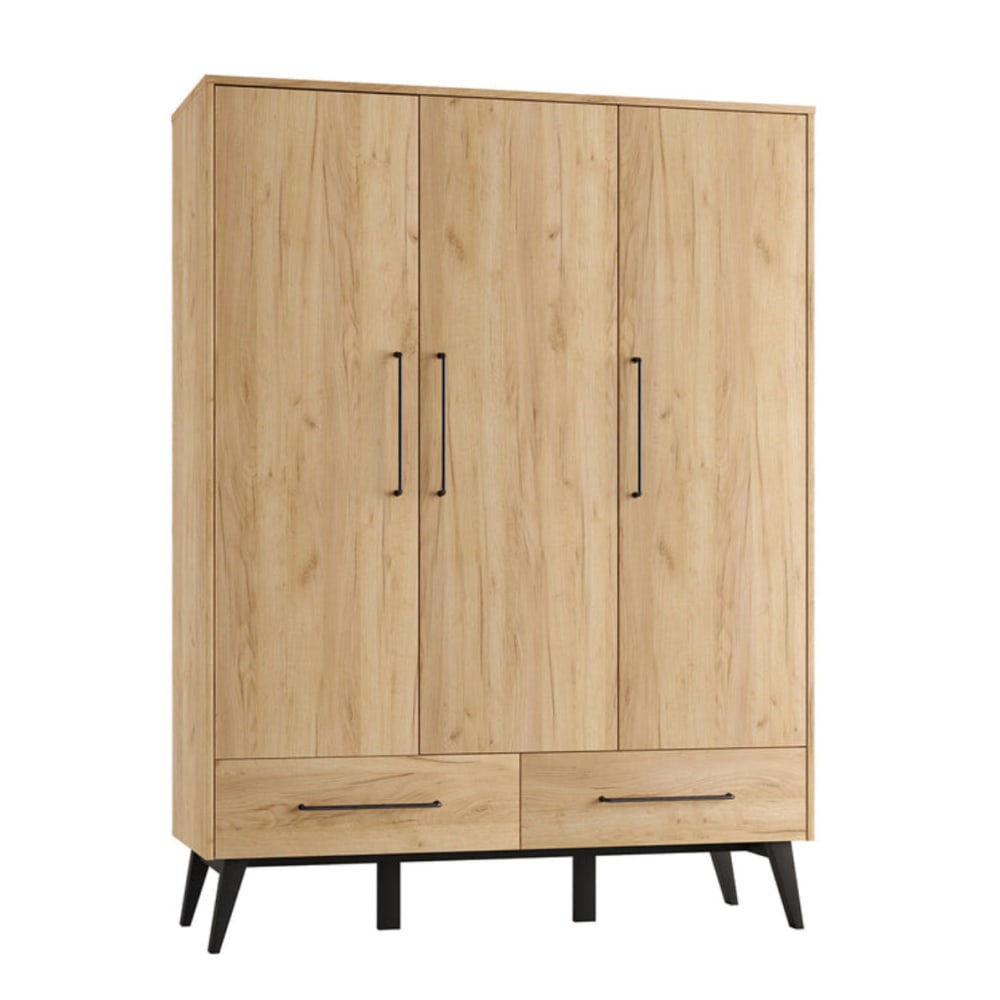 Armoire 3 portes 2 tiroirs panneaux stratifiés marron Armoire 3 portes 2 tiroirs panneaux stratifiés marron