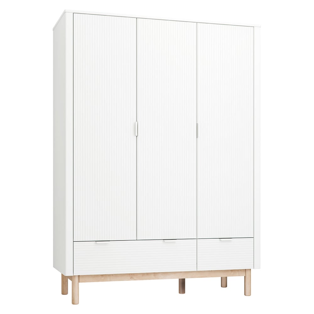 Armoire 3 portes 2 tiroirs panneaux mdf et stratifié blanc Armoire 3 portes 2 tiroirs panneaux mdf et stratifié blanc